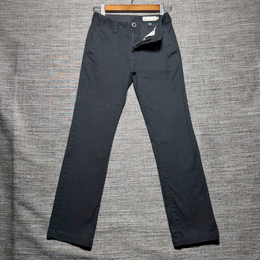 Volcom Chino Pants Boys 26 Black Frickin Modern Stretch Skater C1111601
